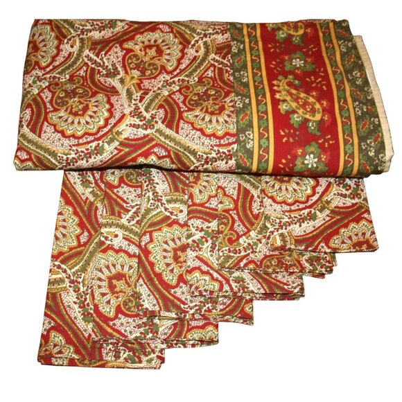 Williams Sonoma Other - Williams Sonoma Provence Paisley 70x108 Tablecloth 6 Napkins French Country Fall